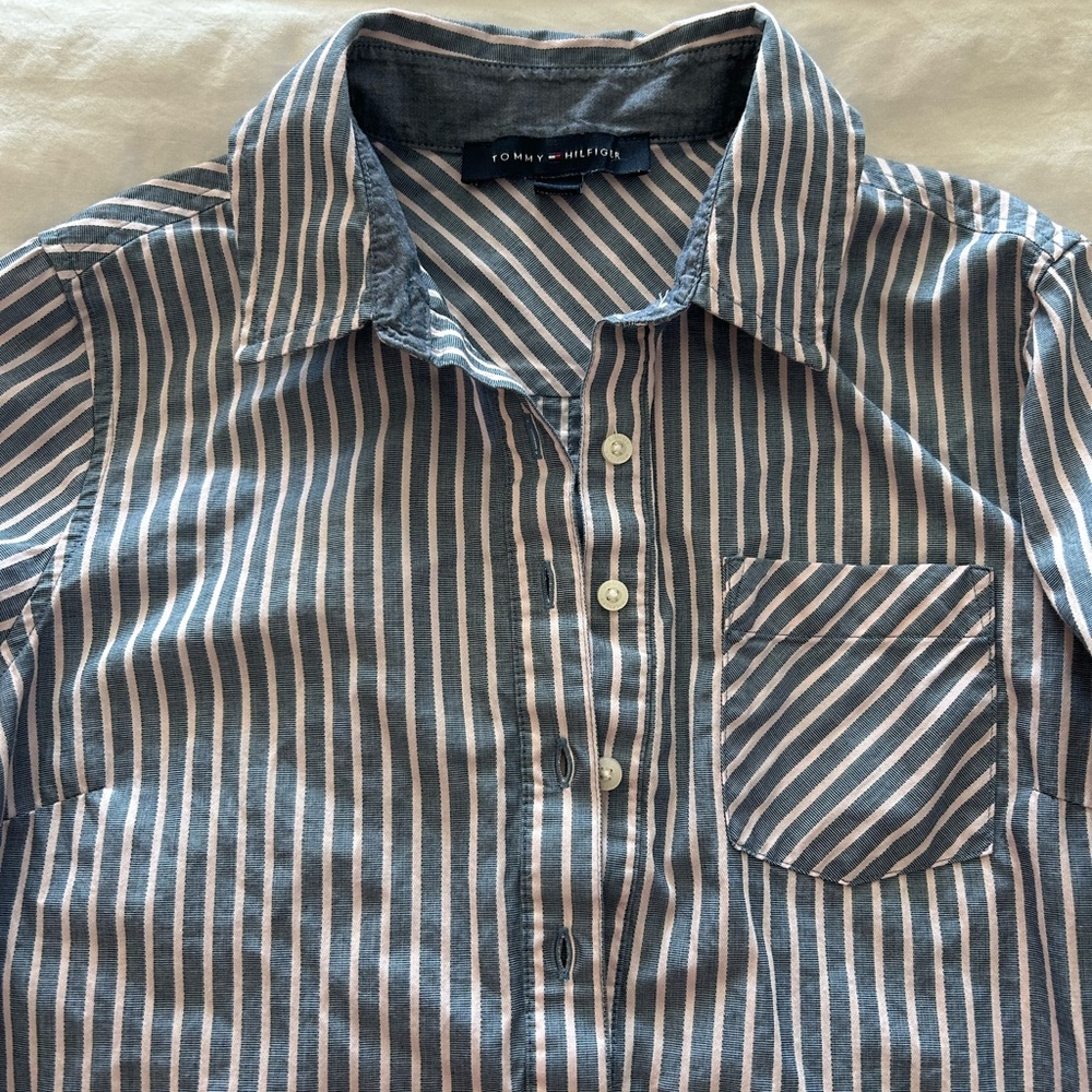 Tommy Hilfiger shirt woman small blue and pink strip
